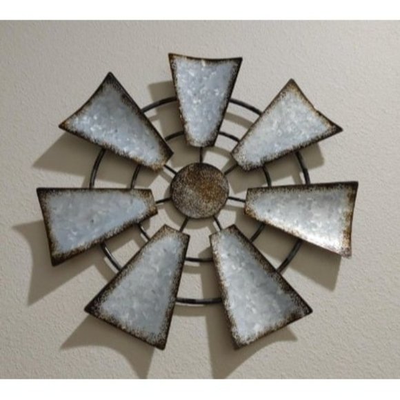 New Small Farmhouse Windmill Wall Decor Rustic Iron Wall Hanging Decoration